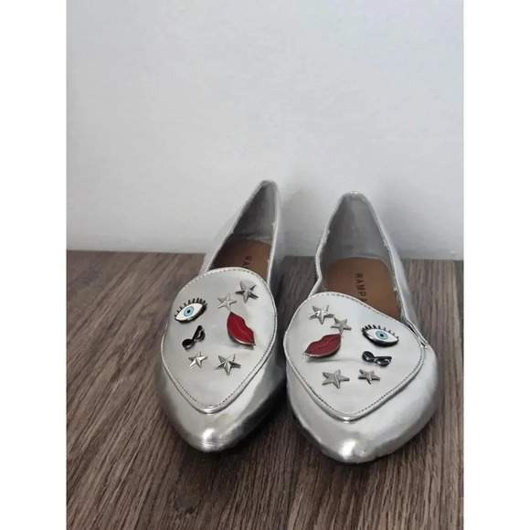 Rampage portia pins silver pointed toe loafer flats size 6.5 - Picture 2 of 16